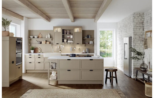 cuisine bois massif beige