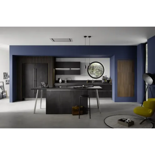 Cuisine effet béton noir sans poignée - SÉOUL
