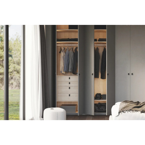 Dressing armoire bois clair et gris mat