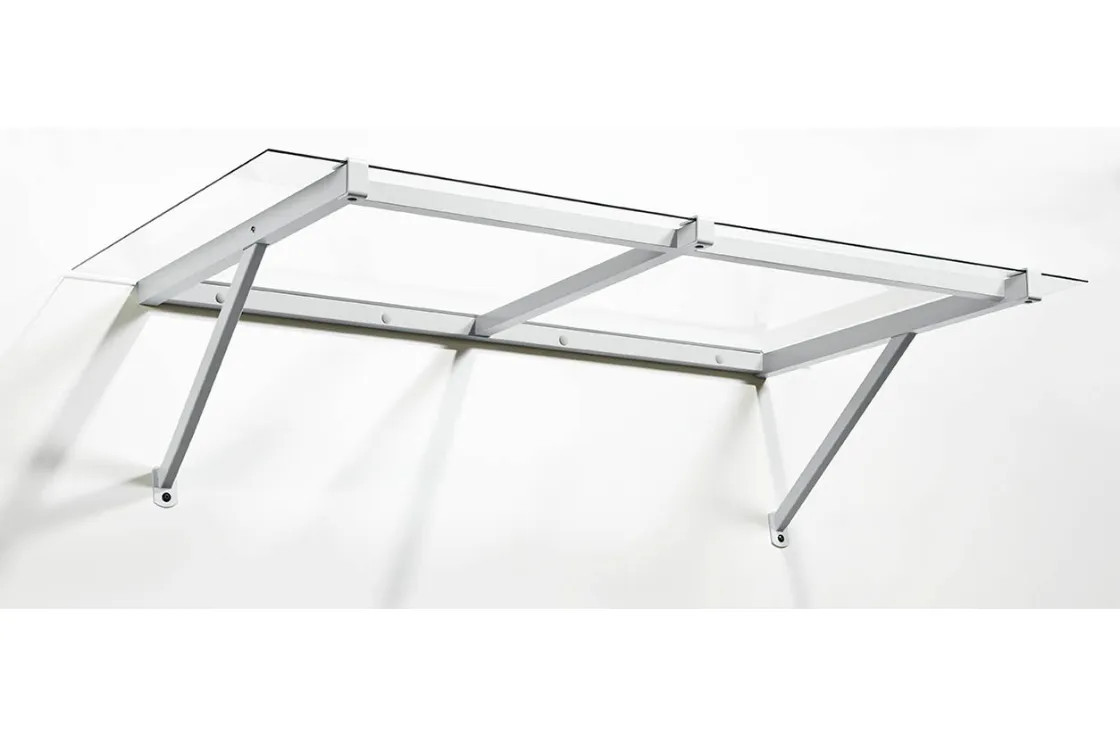 Marquise contemporaine vitrée en aluminium à la forme rectangulaire