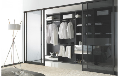 Dressing chambre parentale noir chic - Élégance et rangement sur mesure