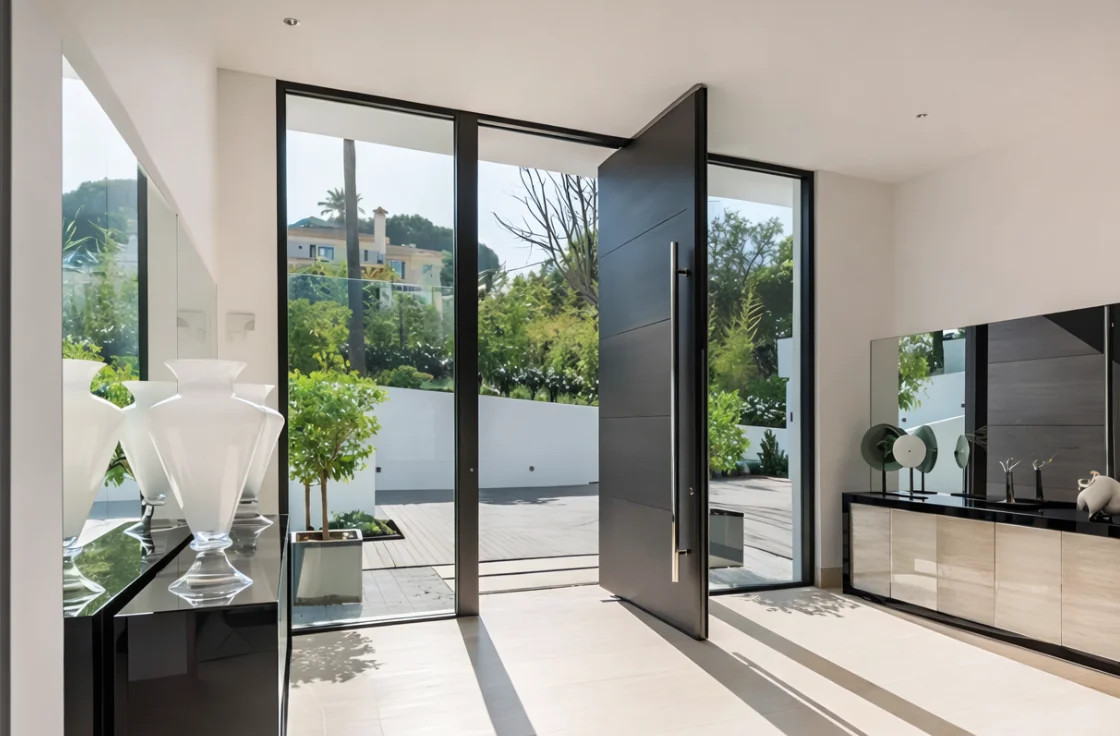 Porte d’entrée aluminium pivotante