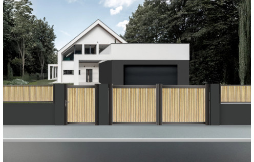 Portail aluminium effet bois CELEBES - Version battante ou coulissante