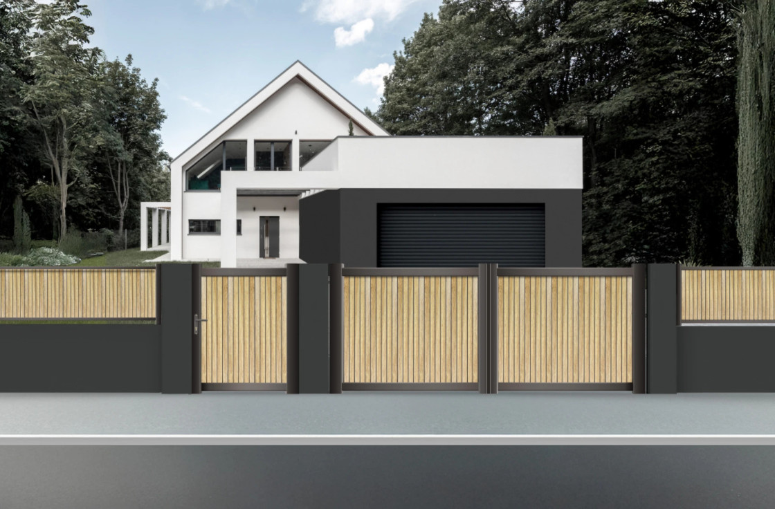 Portail aluminium effet bois CELEBES - Version battante ou coulissante