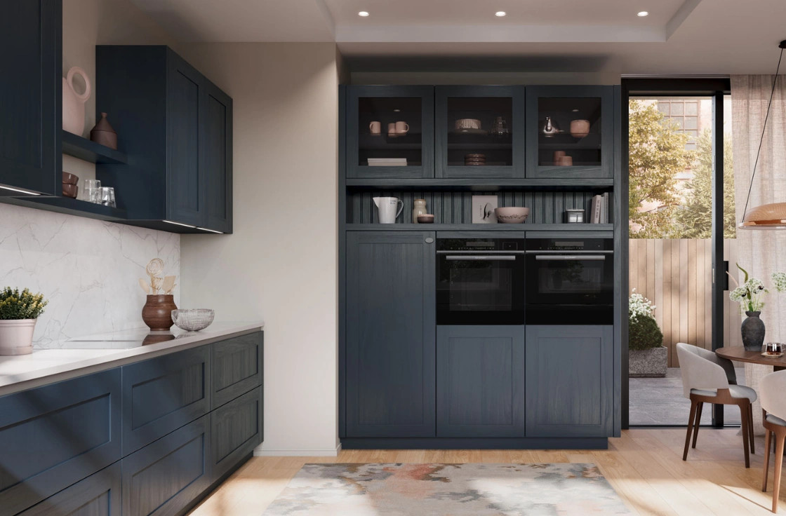 Cuisine équipée à cadre sans poignée bleu velours | Melbourne