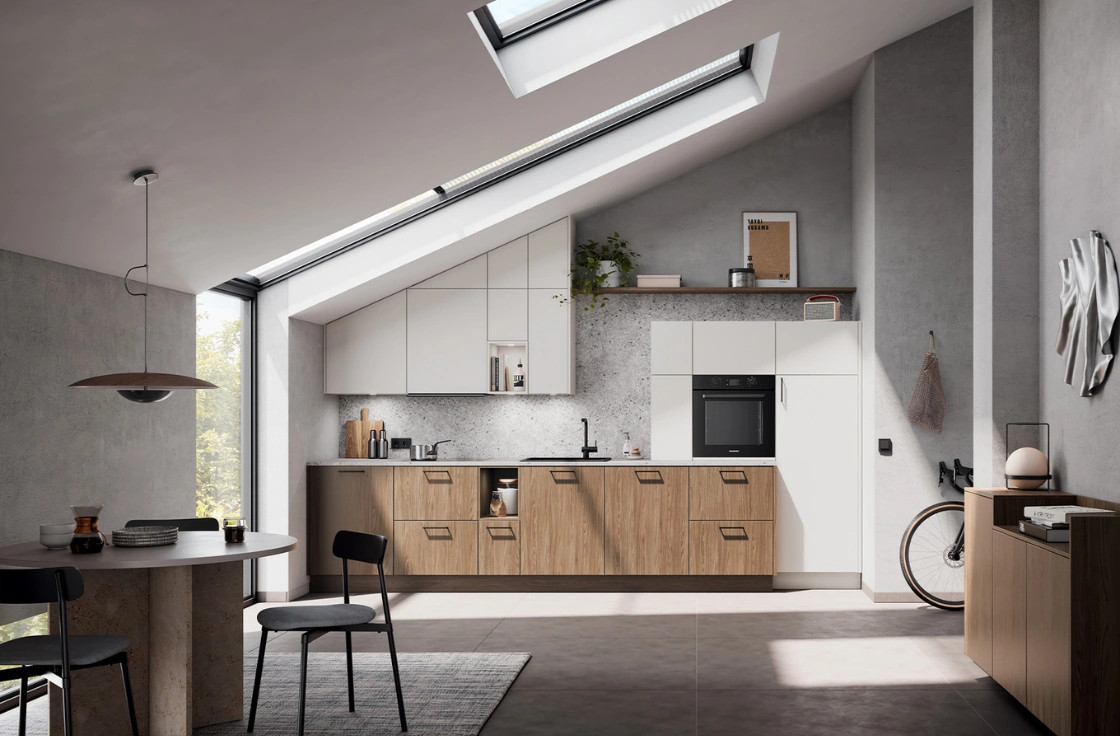 Cuisine équipée blanc et bois moka sur mesure | Chamonix