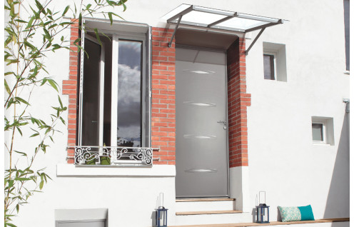 Porte d’entrée acier avec motifs incrustés