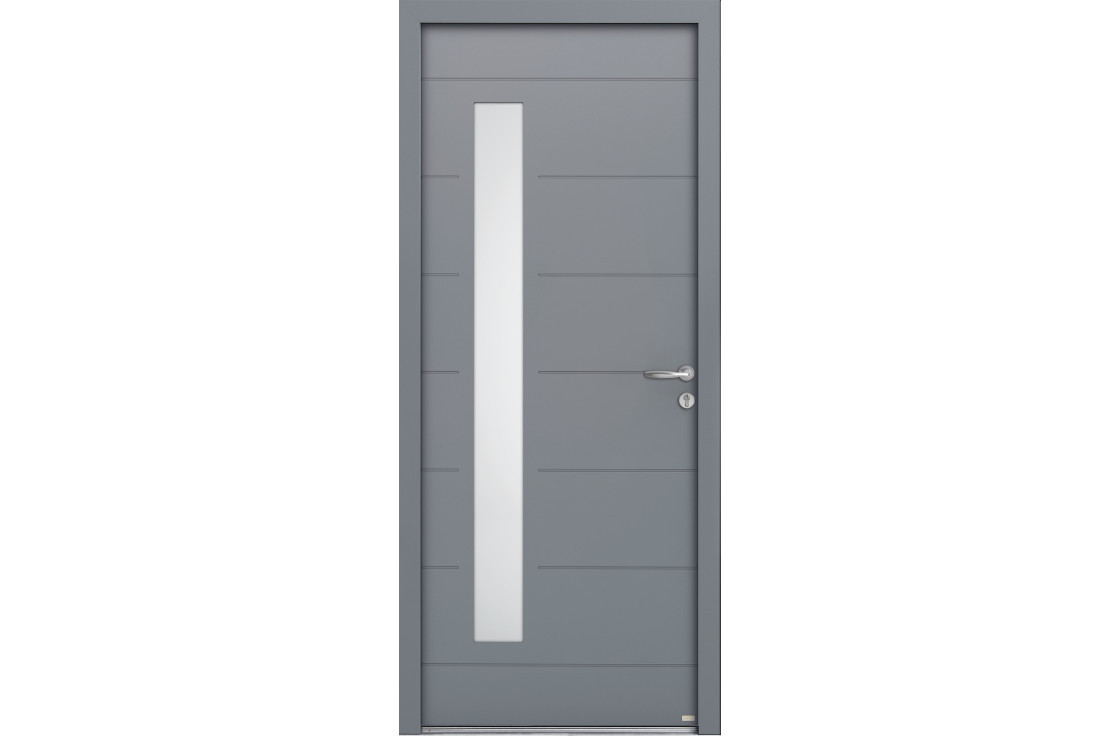 Porte d'entrée alu avec vitrage vertical