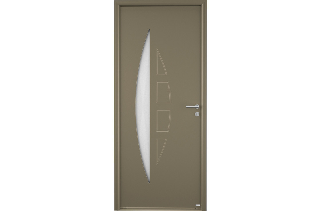 Porte d'entrée alu grand vitrage demi-lune
