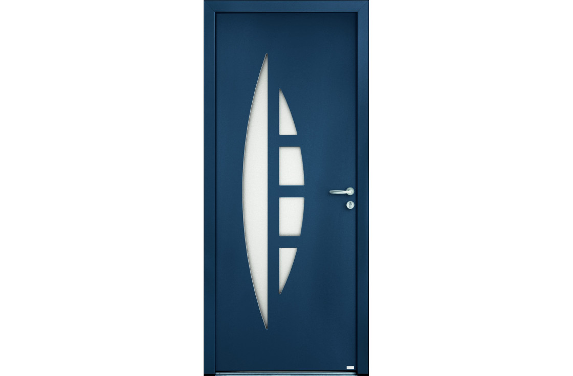 Porte d'entrée contemporaine aluminium avec double vitrage demi-lune