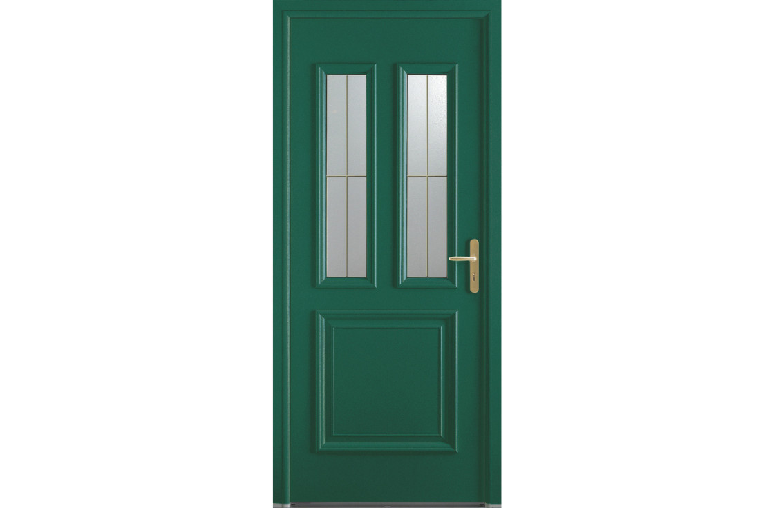 Porte d'entrée aluminium vitrée classique avec croisillons