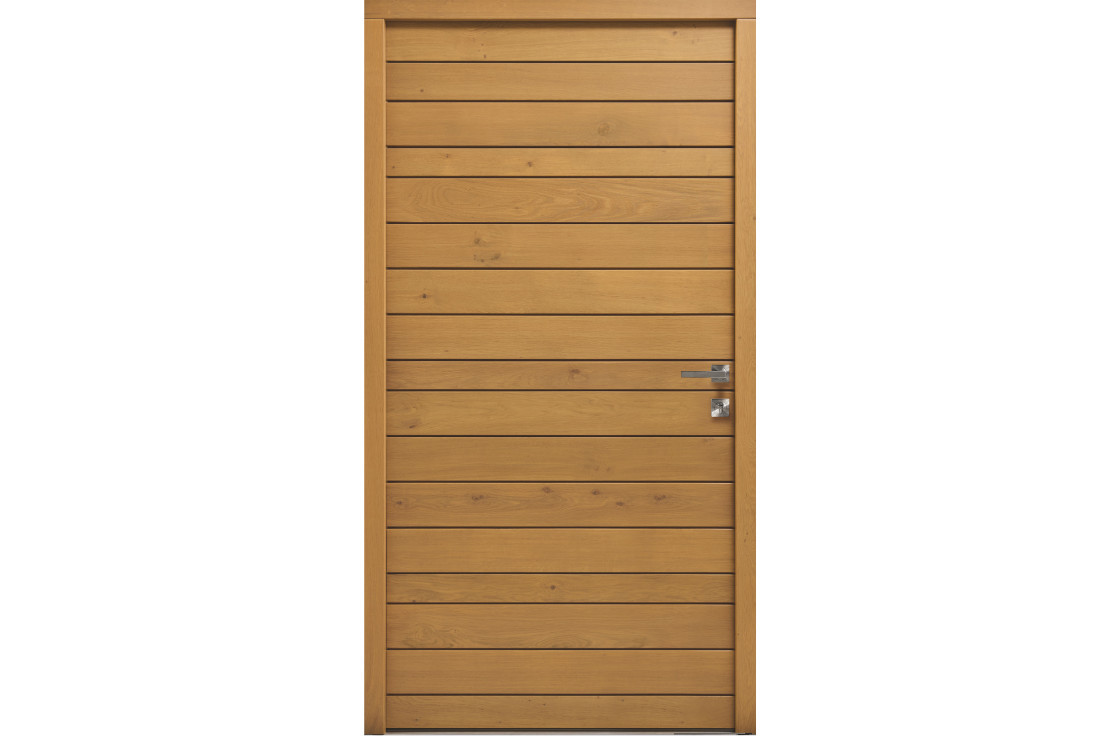 Porte d'entrée bois pleine et rainurée