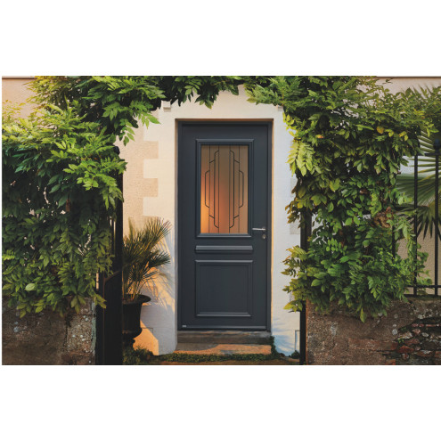 Porte d'entrée acier avec vitrage Art Déco
