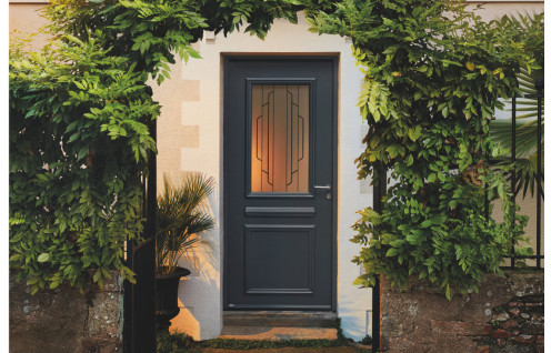 Porte d'entrée acier traditionnelle avec vitrage Art Déco