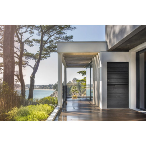Porte d'entrée bois contemporaine sur mesure