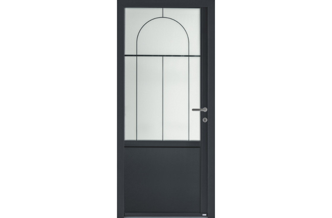 Porte d'entrée aluminium vitrée style atelier
