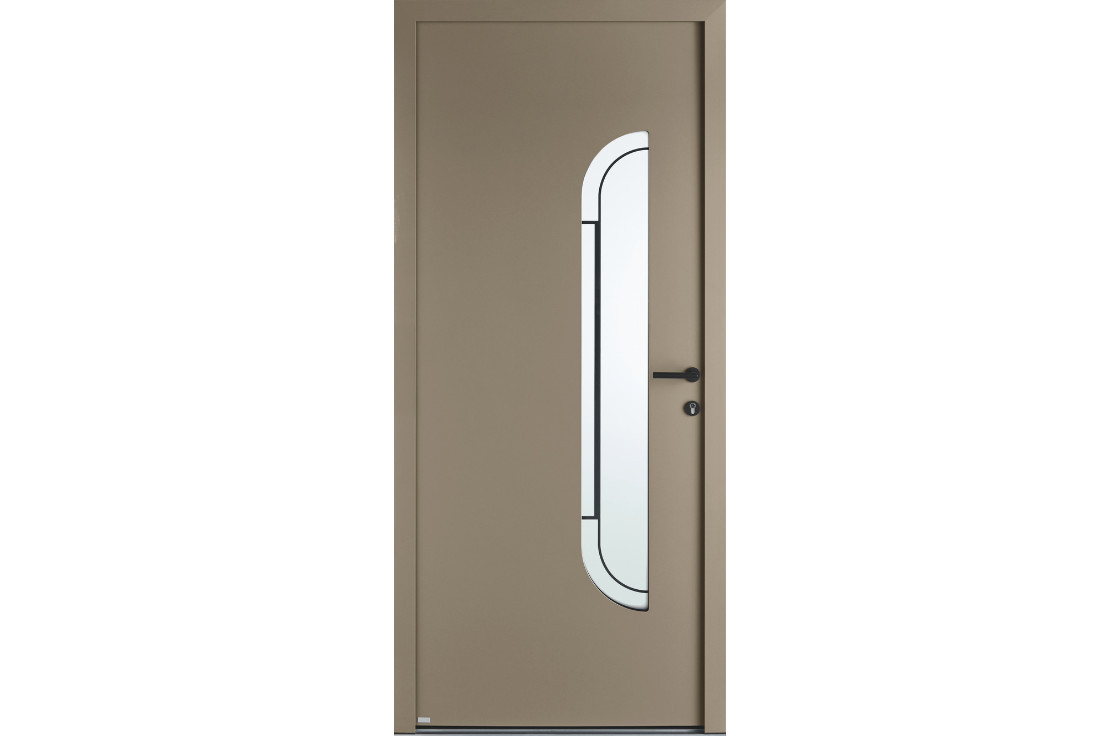Porte d'entrée aluminium avec vitrage sérigraphié Art Déco