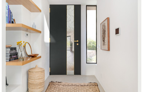 Porte d'entrée aluminium avec décor 3D