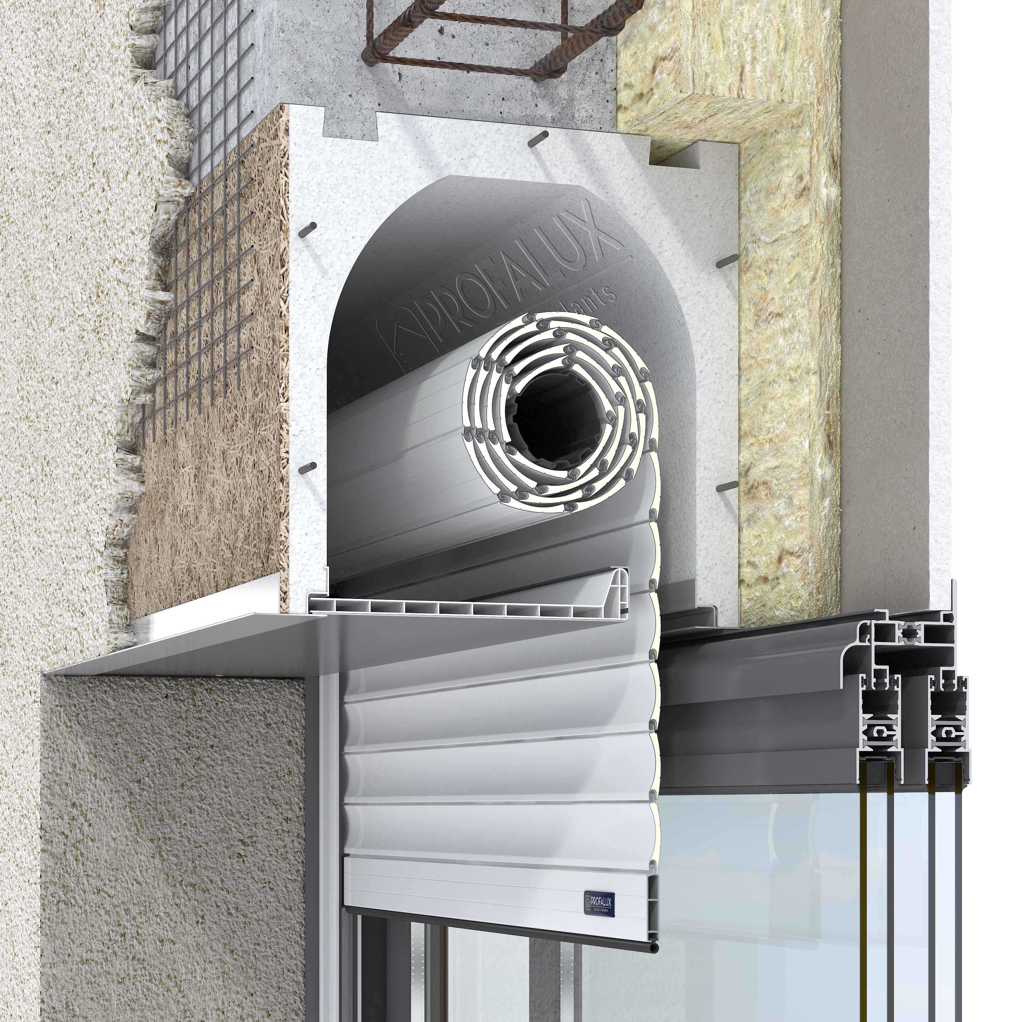 Coupe du bloc baie 1/2 linteau