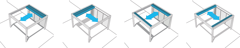 4 positions lames rétractables pergola bioclimatique