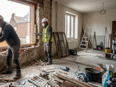 chantier depose totale fenetre renovation maison