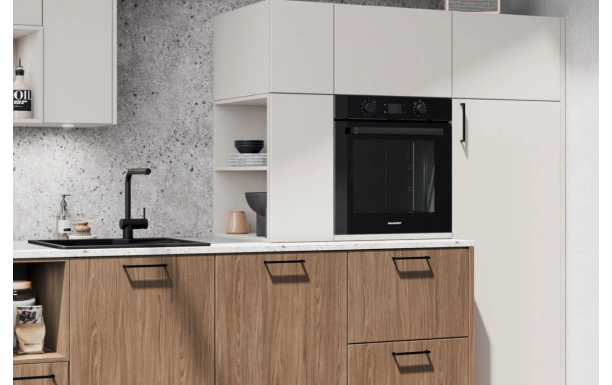 cuisine équipée bois et blanc